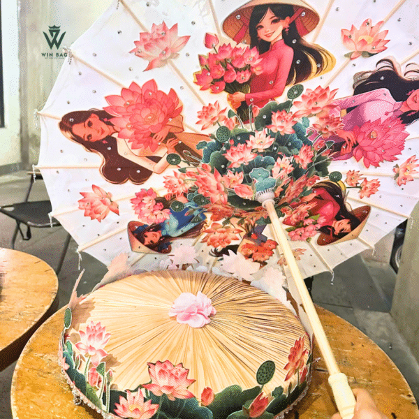 special custom umbrella and non quai thao by winbag